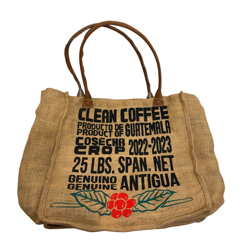 Guatemala Antigua Coffee Sack Burlap Tote Bag Jute Market Shoulder Bag
